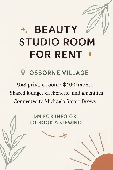 Osborne Village - Beauty Studio Room for rent Image# 2