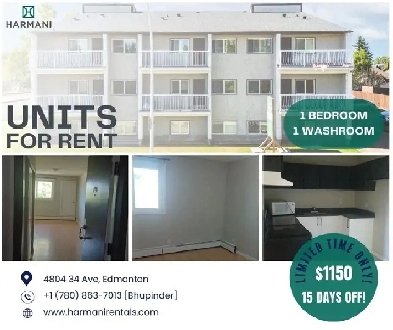 For Rent 1 Bedroom 1 Washroom  – Mill woods – $1,150/month Image# 1