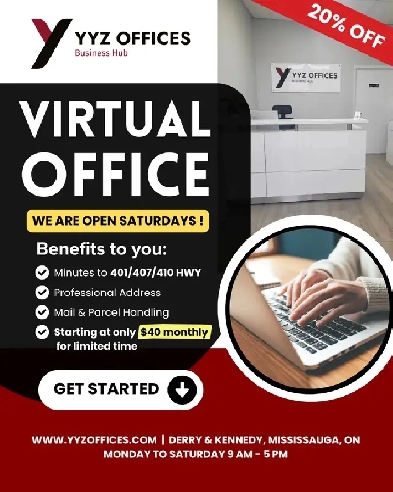 TOP RATED VIRTUAL OFFICE MISSISSAUGA ONLY $40/MONTH Image# 1