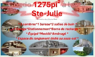 Condo 1275pi² à Ste-Julie : électroménagers, meubles, Borne de r Image# 1