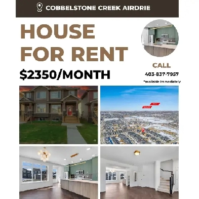House for Rent in Airdrie (3B 2.5 Bath) Image# 1