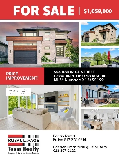 Waterfront 4 Bedroom House for Sale Casselman, Ontario Image# 2