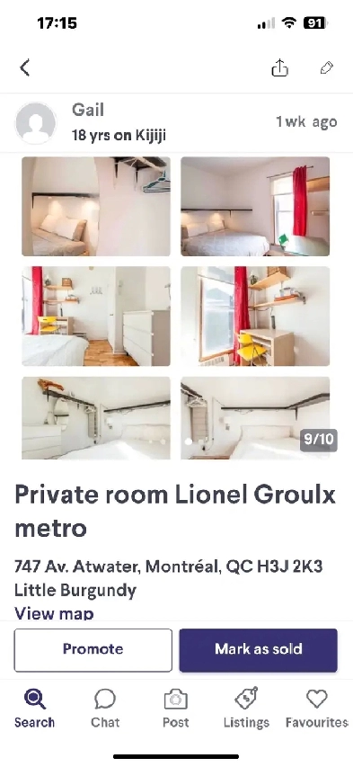 750$ downtown room Dec 1/25 Image# 1