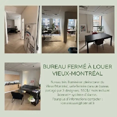 Bureau fermé à louer dans le Vieux Montréal Image# 1