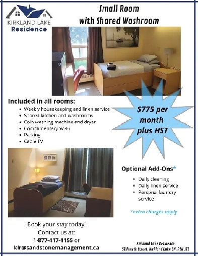 Furnished Rooms for Short & Extended Stays in Kirkland Lake Image# 4