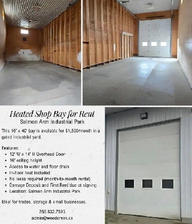 Heated Shop Bay for Rent (Salmon Arm) Image# 4