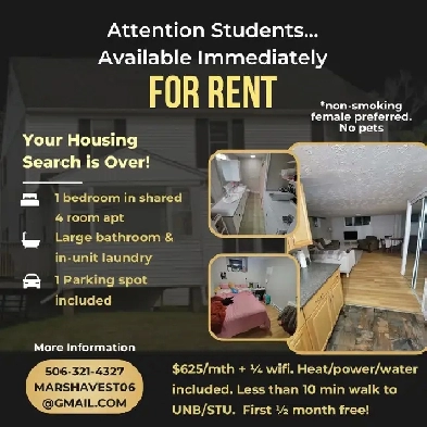 Room Sublet Available now – Perfect for UNB/STU Students. Image# 4