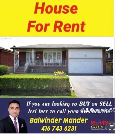 Three bedroom house for rent in Malton Mississauga Image# 1