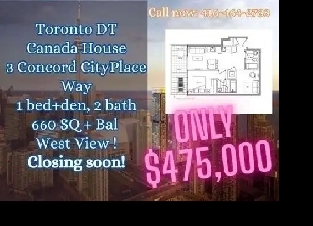 PRICE DROPPED! Concord Canada House 1 Bed den 2 Bath from $475k! Image# 1