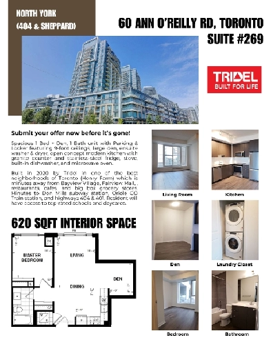 New 1 Bed Den condo in North York by Tridel with Parking/Locker Image# 1