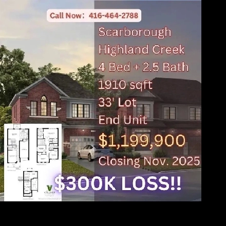 Highland Creek Detached Home Assignment  Rare Corner Lot