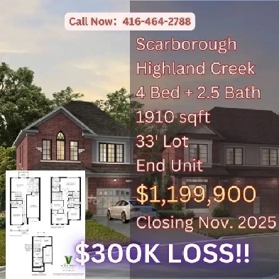 Highland Creek Detached Home Assignment  Rare Corner Lot