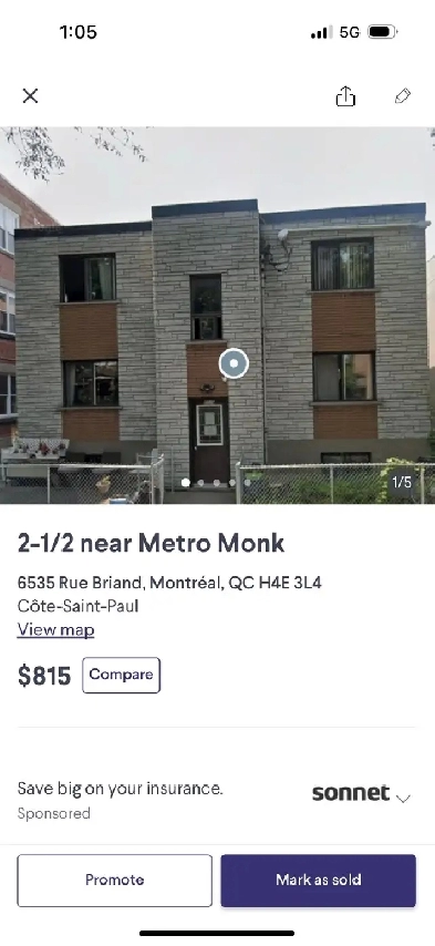 2-1/2 near Metro Monk for rent Image# 2