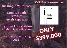 400 King W · Studio 387 sqft in a high-demand area — only $399K Image# 1