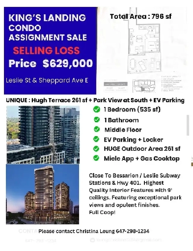 SELLING LOSS ASSIGNMENT IN KING’s LANDING - UNIQUE UNIT 796 sf Image# 8