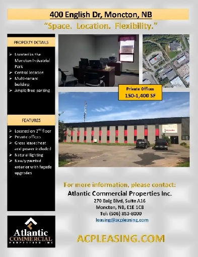 Private Offices Available For Lease - 400 English Drive, Moncton