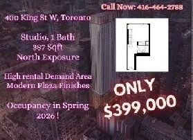 400 King W · Studio 387 sqft in a high-demand area — only $399K Image# 1