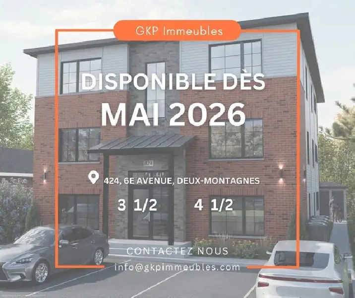 Nouveaux logements neufs 4 1/2 à louer à Deux-Montagnes dès