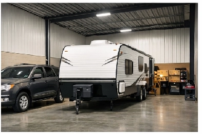 PRIVATE INDOOR RV / TRAILER STORAGE WITH WORKSHOP SPACE – 1,000