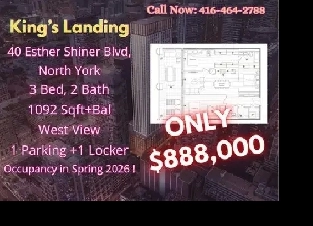 Final Unit! 3B2B  Luxury Balcony parking in North York Image# 1