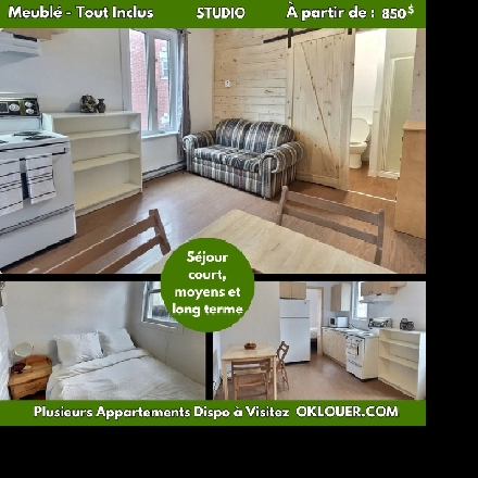 STUDIO MEUBLÉ-TOUT INCLUS LIMOILOU Image# 1