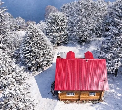 Chalet en bois rond, bord de l'eau, près de Tremblant à louer