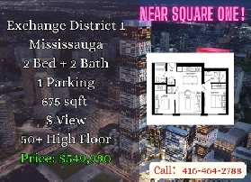 Mississauga City Centre | Exchange ONE 2B2B Condo   Parking