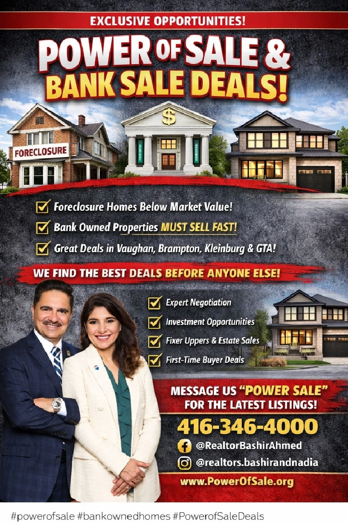 POWER OF SALE / BANK SALE LISTINGS — BEST DEALS IN GTA!