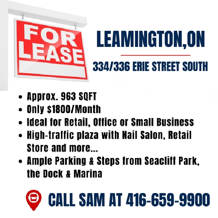 Retail/Office Space for Lease - Leamington, ON - $1800