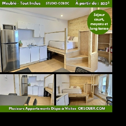 STUDIO-COLOC, MEUBLÉ-TOUT INCLUS EN CENTRE VILLE Image# 1