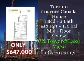 1 Bed 2 Bath | CN Tower & Lake View Canada House only $647,000 Image# 1