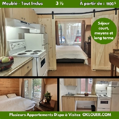 APPARTEMENTS - MEUBLÉ TOUT INCLUS 1 CHAMBRE 3 1/2 LIMOILOU Image# 1