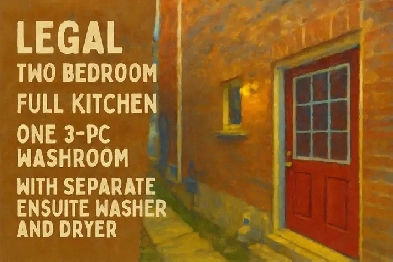 2 BDR. Legal BSMT APT: Separate ENTR. & Abund. Natural Light