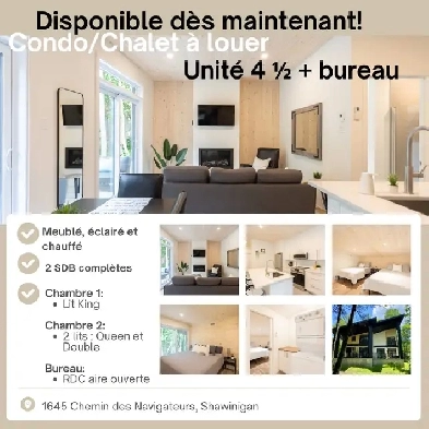 4 1/2 meublé, chauffé et en plein coeur de la forêt!