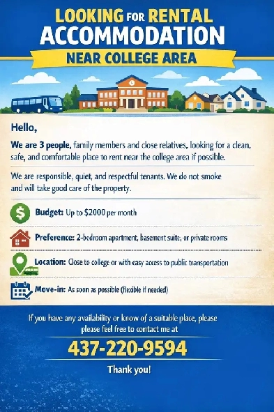 Looking for 2-Bedroom Rental Near College – Budget $2000 Image# 1