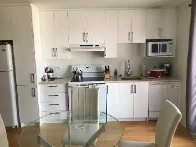 3 1/2 meublé, chauffé, éclairé, bail 3 mois 1/2 (Enquête crédit)