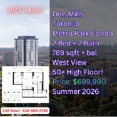 Metro Park Condo 2 Bed for $699K!  New Eglinton LRT Image# 1