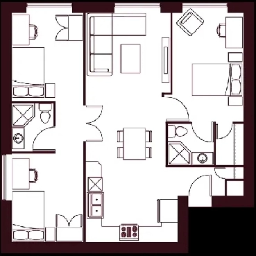 Furnished 3 bed 2 path 1 park at Luxe Condo