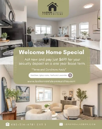 One Bed In Beautiful Sylvan Lake  699 Security Deposit Promo