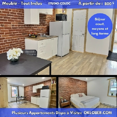 STUDIO-COLOC MEUBLÉ-TOUT INCLUS, CENTRE VILLE