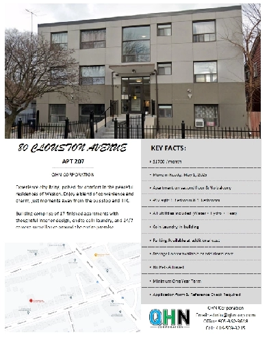 Apartment 1 BEDROOM - at Clouston Avenue, YORK ON