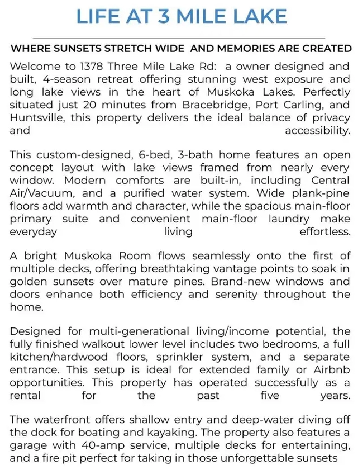 FOR SALE: $1,094,000 - Three Mile Lake, Muskoka