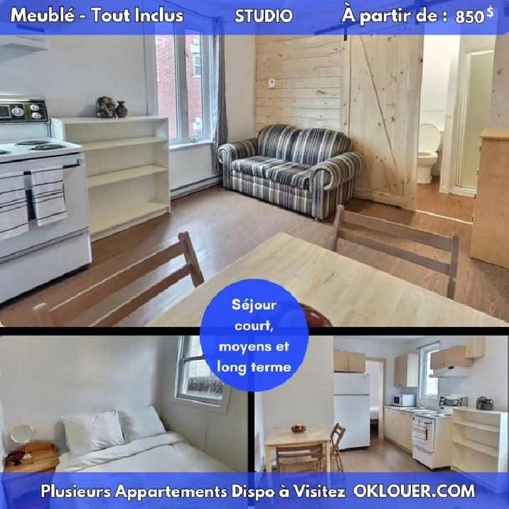 STUDIO MEUBLÉ-TOUT INCLUS LIMOILOU