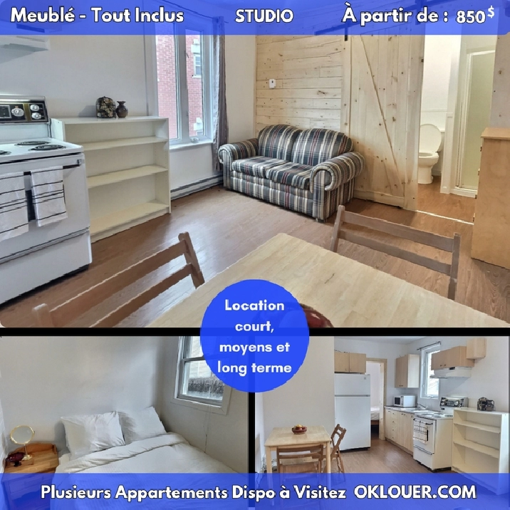 STUDIO MEUBLÉ-TOUT INCLUS LIMOILOU