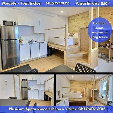 STUDIO-COLOC, MEUBLÉ-TOUT INCLUS EN CENTRE VILLE