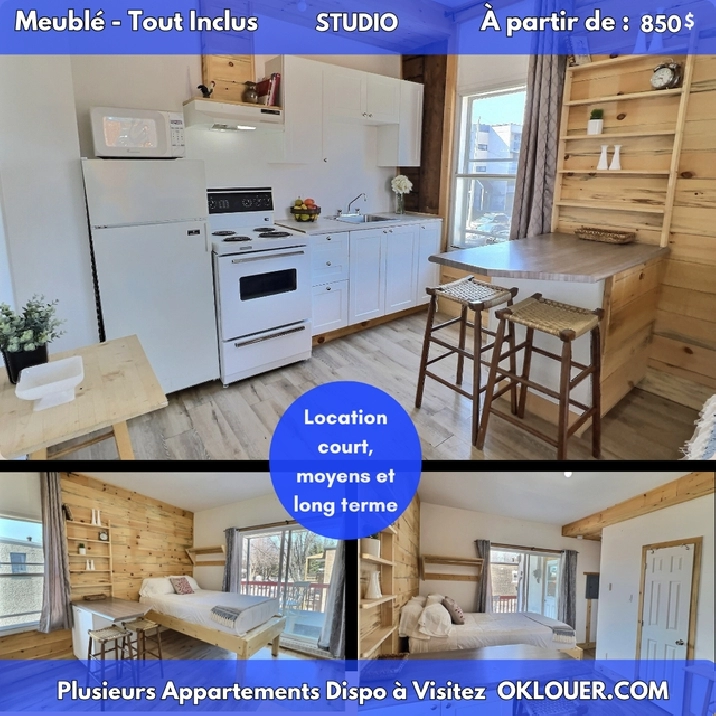 STUDIO TOUT INCLUS-MEUBLÉ A LIMOILOU