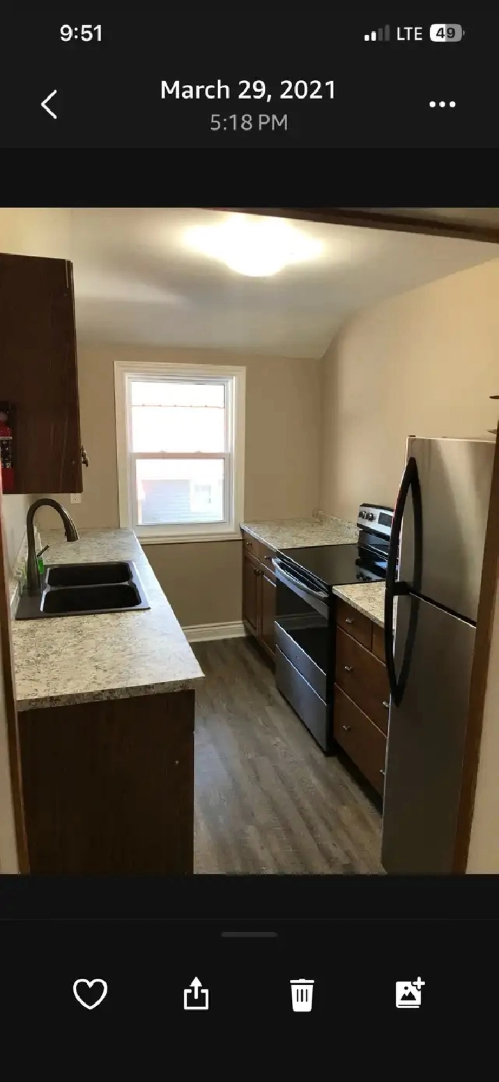 2 bedroom upper apartment for rent
