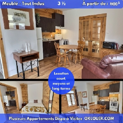 APPARTEMENT TOUT INCLUS-MEUBLÉ 1 CHAMBRE 3 1/2 A SAINT-ROCH