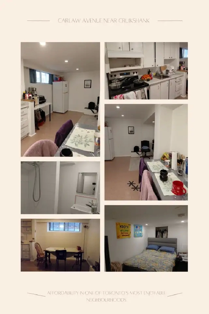 Danforth and Pape 1 bedroom cozy basement apartment $1450