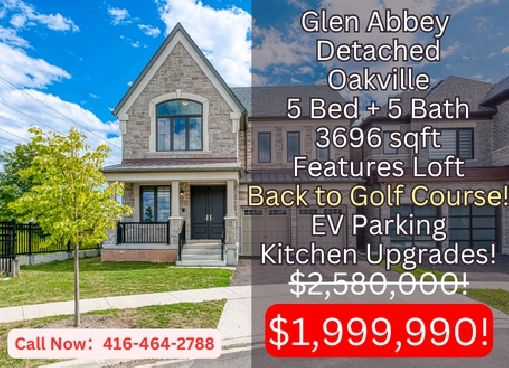 ✨ Oakville Golf Course Detached Home NEW PRICE REDUCTION ✨